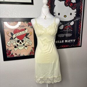 Yellow Vintage Lace Slip Dress